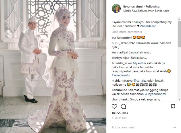 Akhirnya Unggah Foto Nikahan, Istri Tulis Pesan Manis 