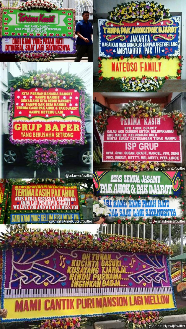 Karangan Bunga Untuk Ahok, Mulai Dari yang Baper Hingga Susah Move On