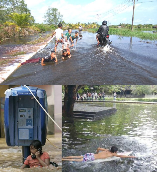 bersenang-senang saat banjir