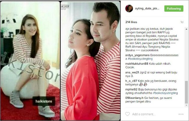 Ayu kembari baju Couple Nagita-Raffi