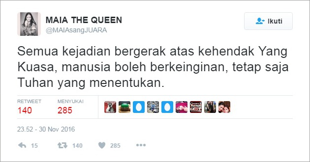 Firasat Maia Sebelum Dhani Tertangkap?