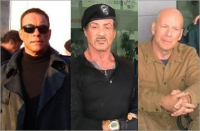 Foto Terbaru Jean-Claude Van Damme, Sylvester Stallone dan Bruce Willis di 'The Expendables 2'