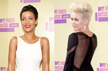 Rihanna dan Miley Cyrus Tampil Mengejutkan di Red Carpet VMAs 2012