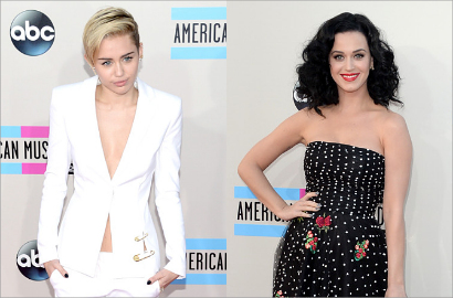 Katy Perry Anggun, Miley Cyrus Kalem di Red Carpet AMAs 2013
