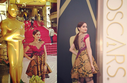 Cinta Laura Banjir Pujian Kenakan Gaun Etnik di Pre-Oscars 2014