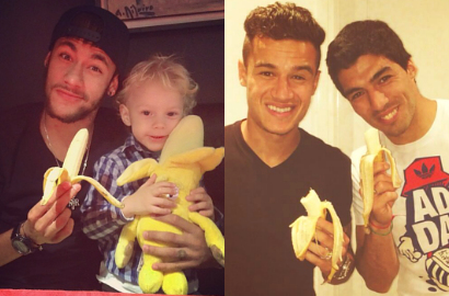 Luis Suarez dan Neymar Dukung Aksi Dani Alves Makan Pisang