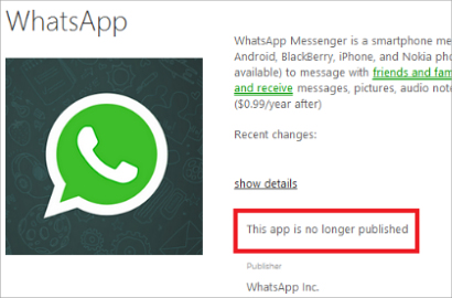 WhatsApp Menghilang dari Windows Phone App Store