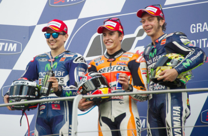Podium Emosional Valentino Rossi di GP Italia