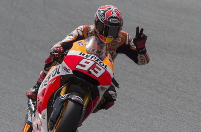 Marc Marquez Kalahkan Rossi dan Pedrosa di Sirkuit Catalunya
