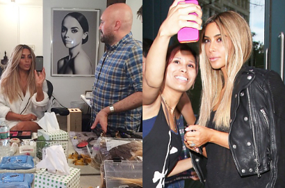 Kembali Berambut Pirang, Kim Kardashian Selfie Bareng Fans