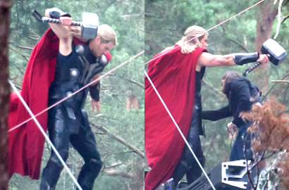 Intip Foto Perkasa Chris Hemsworth Syuting Thor di 'Avengers 2'