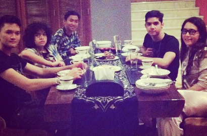 Bahagianya Maia Estianty Bisa Sahur dengan Al Ghazali dan Dul Jaelani