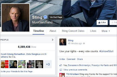 Sting Sempat Sebut Jokowi dan Unggah Status Dukung Pemilu