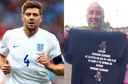 Fans MU Bikin Kaus Ejekan Blunder Steven Gerrard