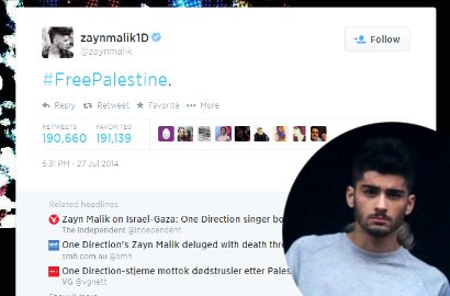 Zayn Malik Diancam Dibunuh Fans Usai Tweet 'FreePalestine'