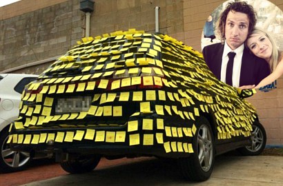Pria Australia Tempeli Mobil Kekasih dengan Ribuan Pesan Cinta