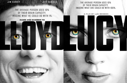 Film 'Lucy' Diparodikan di Poster Jim Carrey 'Dumb and Dumber To'