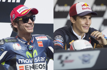 Valentino Rossi Puas Akhirnya Kalahkan Marc Marquez di GP Ceko 2014