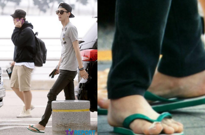 EXO Berangkat ke Thailand, Sehun Kenakan Lagi Sandal Jepit dari Jakarta