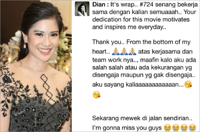 Dian Sastro Selesaikan Syuting Film Comebacknya '7/24'