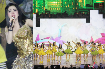 Syahrini Serba Emas dan JKT48 Imut di HUT Global TV