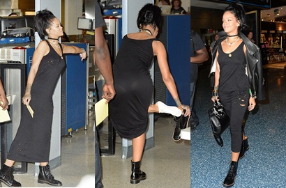 Pakai Aksesoris Metal, Rihanna Dicek 5 Kali di Bandara Miami