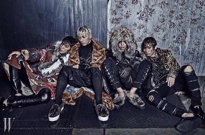 Big Bang Keren dengan Rambut Basah dan Mantel Bulu di Majalah W