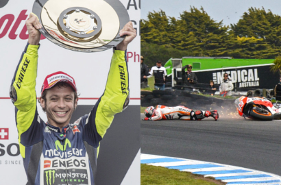 Valentino Rossi Juara, Marc Marquez Terjungkal di GP Australia