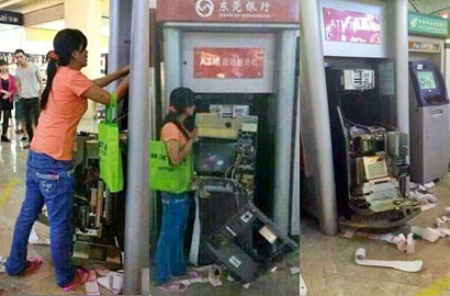 Wow, Wanita di Tiongkok Jebol Mesin ATM dengan Tangan Kosong