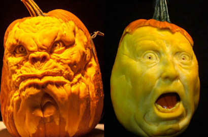 Buah Labu Ini Diukir Jadi Wajah Yang Menyeramkan Untuk Halloween