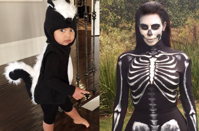 Kim Kardashian Jadi Tengkorak Hidup Temani Anak untuk Halloween
