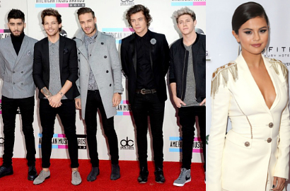 1D dan Selena Gomez Tampil Serba Hitam di Red Carpet American Music Awards 2014