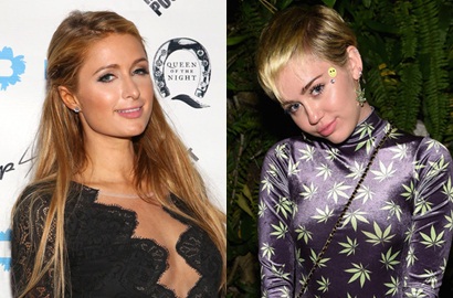 Miley Cyrus dan Paris Hilton Ciuman di Depan Patrick Schwarzenegger