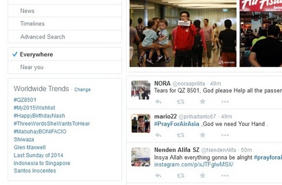 Hilangnya Pesawat Air Asia QZ8501 Jadi Trending Topik Dunia