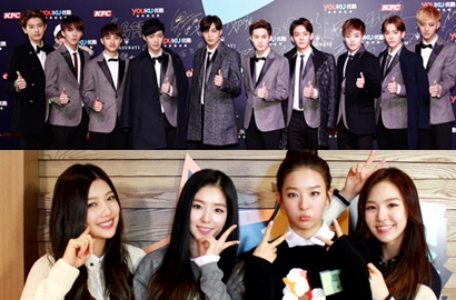 EXO dan Red Velvet Foto Bareng Jackie Chan di GDA 2015