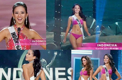 Seksinya Aksi Memutar Elvira Devinamira di Preliminary Miss Universe