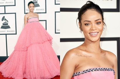 Kocaknya Meme Gaun Pink Rihanna Saat Hadiri Grammy 2015
