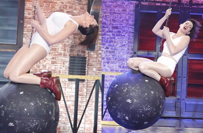 Totalnya Anne Hathaway Parodikan 'Wrecking Ball' di 'Lip Sync Battle'