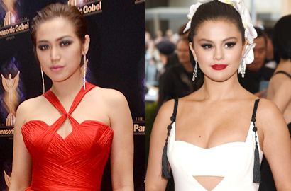 Jessica Iskandar Disebut Mirip Selena Gomez Gara-Gara Pakai Gaun Merah