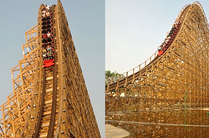 Resmi Dibuka, Intip Serunya Naik Roller Coaster Kayu Terbesar di Tiongkok