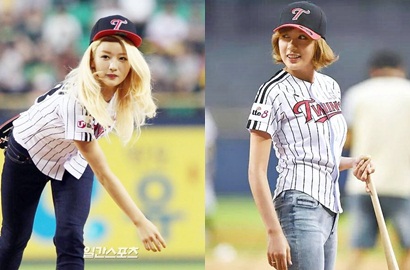 Bomi-Hayoung A Pink Pukau Fans Saat Jadi Pelempar Pertama Pertandingan Bisbol