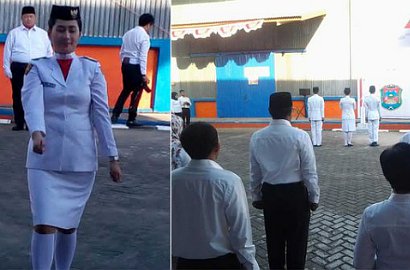 Anggota Paskibra Terpaksa Harus 'Nyeker Cantik' Saat Kibarkan Bendera