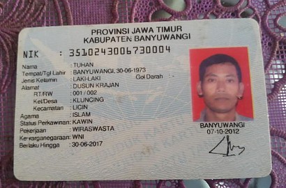 Percaya Tak Percaya, Ada Orang Bernama Tuhan di Banyuwangi