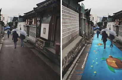 Keren, Lukisan di Jalanan Seoul Ini Hanya Muncul Saat Hujan