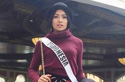 Gaya 'Gila' Anindya Putri Bareng Miss Georgia di Miss Universe 2015