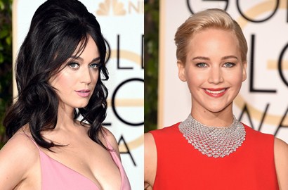 Ngefans Berat, Katy Perry Histeris Ketemu Jennifer Lawrence di Golden Globe Awards