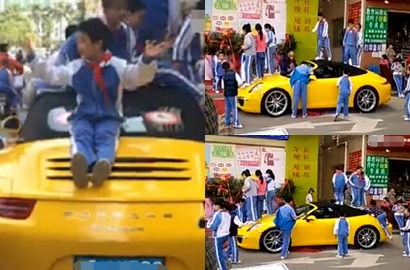 Bak Main Trampolin, Bocah-Bocah Ini Injak-Injak Atap Mobil Porsche