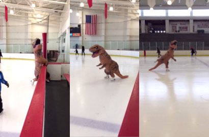 'Dinosaurus' Kagok Main Ice Skating Bikin Netter Ngakak