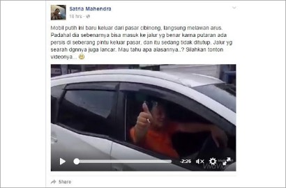 Beredar Video Mobil Lawan Arus Dibela Polisi di Medsos