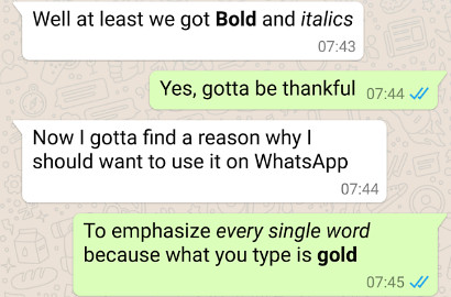 Asyik, Kini Tulisan di WhatsApp Bisa Dibuat Tebal dan Miring